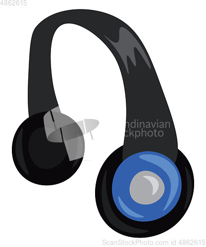 Image of Black and blue wireless headphones vector or color illustration