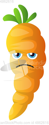 Image of Sad cartoon carrot illustration vector on white background