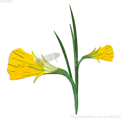 Image of Clipart of a plant with flowers blossomed as golden bells vector