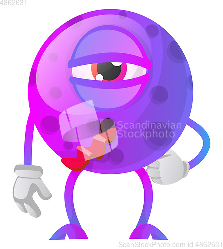 Image of Sick purple monster with a tongue out illustration vector on whi