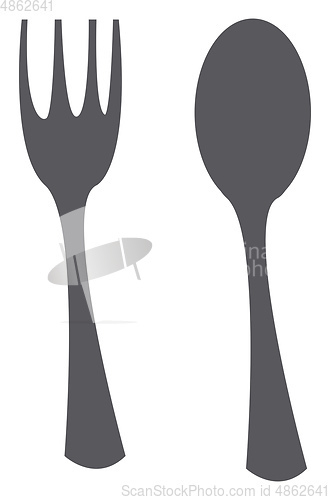 Image of Cutlery set of spoon and fork vector or color illustration