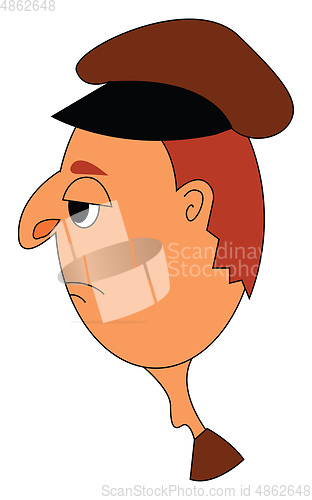 Image of Man in brown cap vector or color illustration