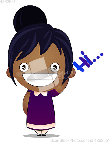 Image of Little girl is is saying Hi, illustration, vector on white backg