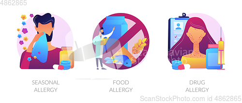 Image of Allergy types abstract concept vector illustrations.