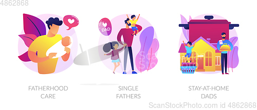 Image of Men taking paternity leave abstract concept vector illustrations