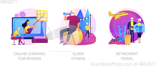 Image of Elder people activities vector concept metaphors.