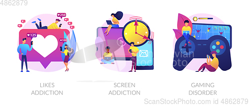 Image of Technology addiction vector concept metaphor.