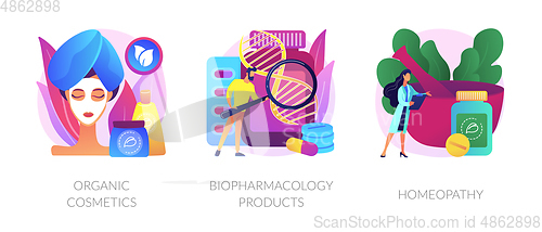 Image of Organic pharmacological products vector concept metaphors.