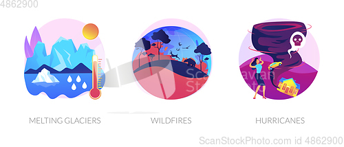 Image of Global warming consequences vector concept metaphor.