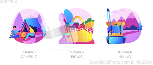 Image of Summer weekend activities vector concept metaphors.