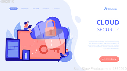 Image of Cloud computing security concept landing page.