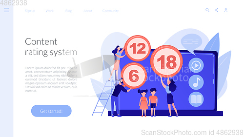 Image of Content rating system concept landing page.