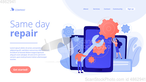 Image of Smartphone repair concept landing page.