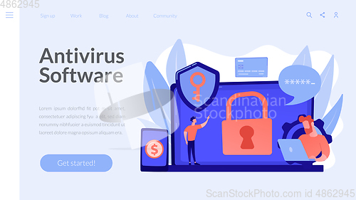 Image of Cyber security software concept landing page.