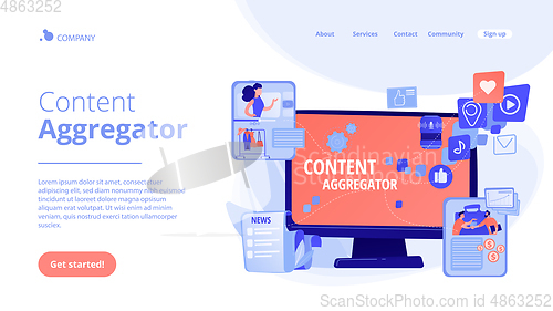 Image of Content aggregator concept landing page