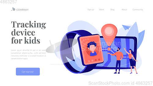 Image of GPS kids tracker concept landing page.