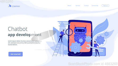 Image of Chatbot app developmentconcept landing page.