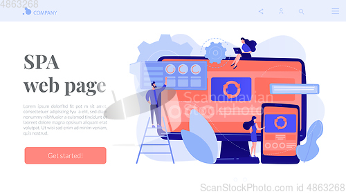 Image of Single page application concept landing page.