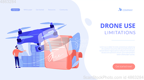 Image of Drone flying regulations concept landing page.