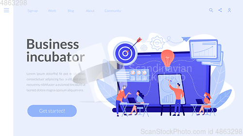 Image of Business incubator concept landing page.