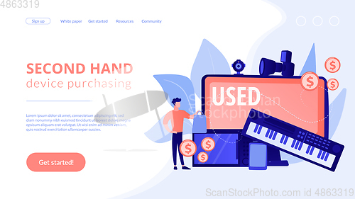 Image of Used electronics trading concept landing page.