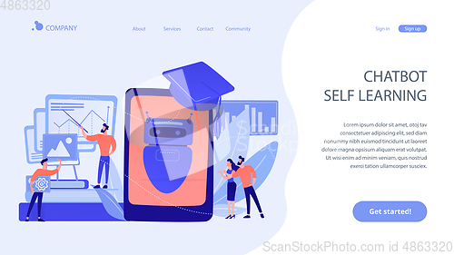 Image of Chatbot self learningconcept landing page.