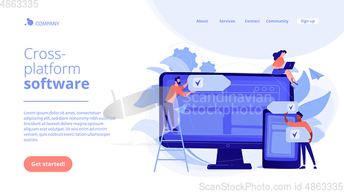 Image of Cross-platform software concept landing page.