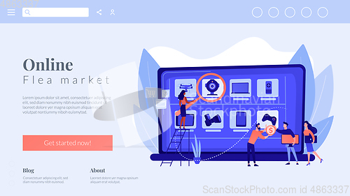 Image of Online flea market concept landing page.