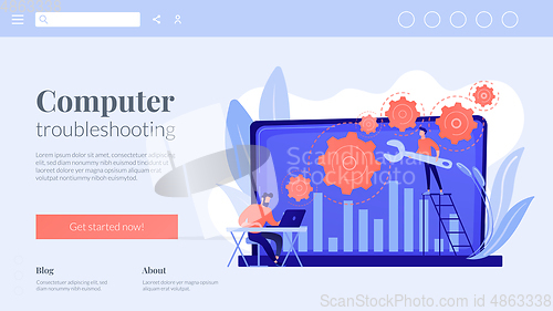 Image of Computer troubleshooting concept landing page.