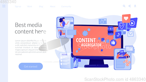Image of Content aggregator concept landing page