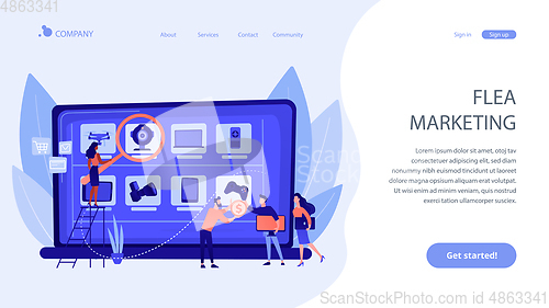 Image of Online flea market concept landing page.