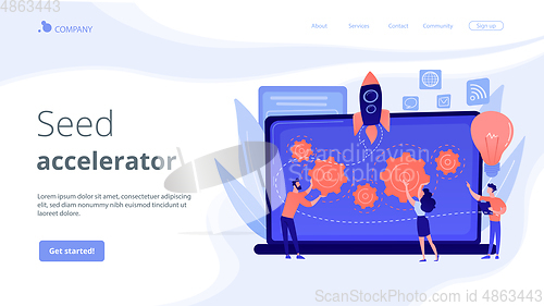 Image of Startup accelerator concept landing page.