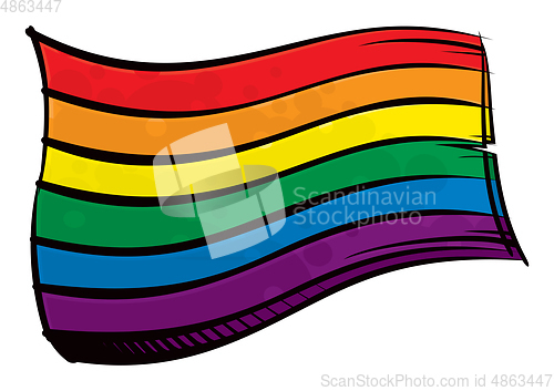 Image of Painted LGBT Rainbow flag waving in wind