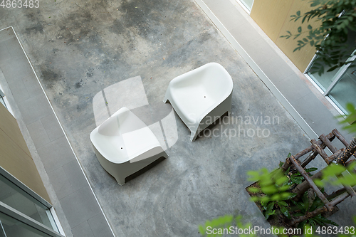 Image of Top view of business meeting area at outdoor