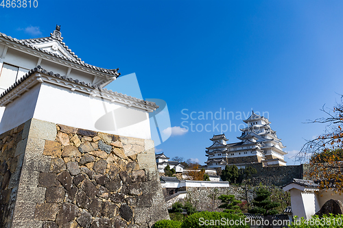 Image of Traditional Japanese Himeji Castle with sunshine