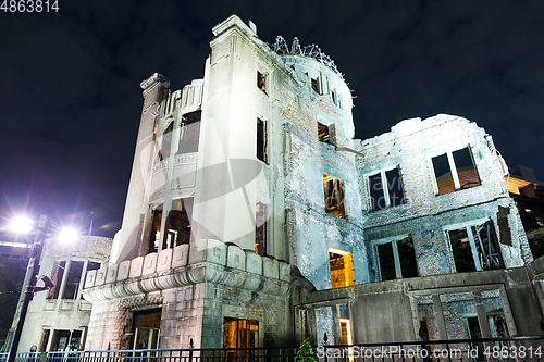 Image of Bomb Dome in Hiroshima of Japan at night