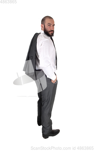Image of Business man looking over his shoulder