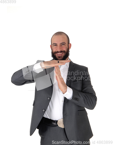 Image of Young business man signing, likes to talk