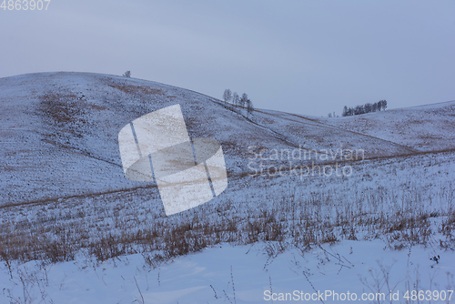 Image of Altai mountains winte road