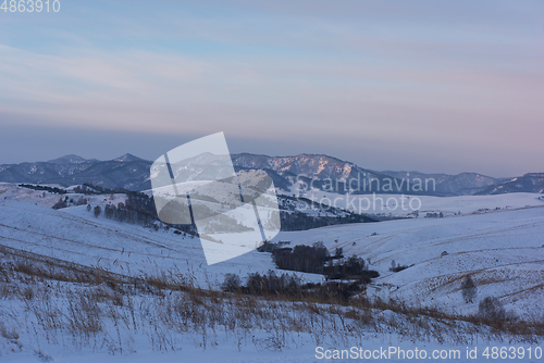 Image of Altai mountains winte road