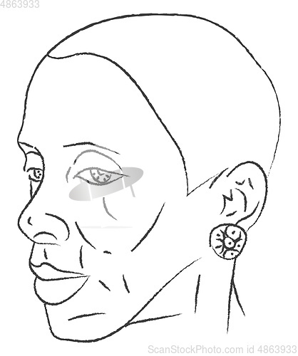 Image of A woman with huge lips vector or color illustration