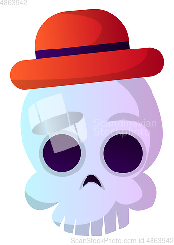 Image of Cartoon skull with red hat vector illustartion on white backgrou