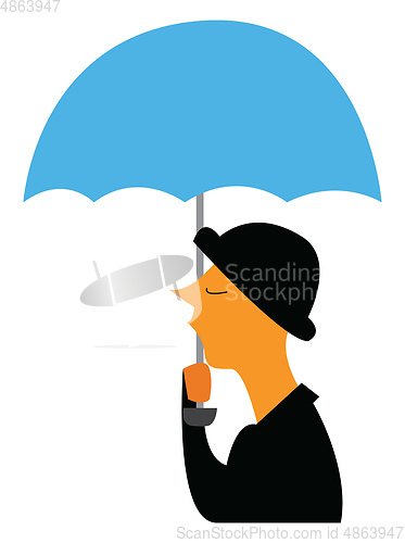 Image of A person with umbrella on a rainy day vector or color illustrati