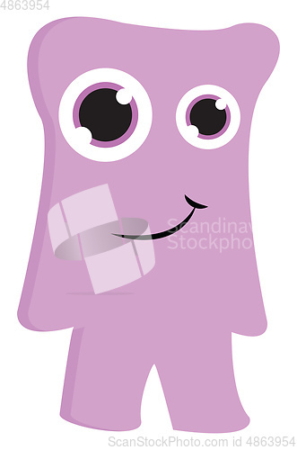Image of Simple cartoon of a purple smiling monster vector illustration o