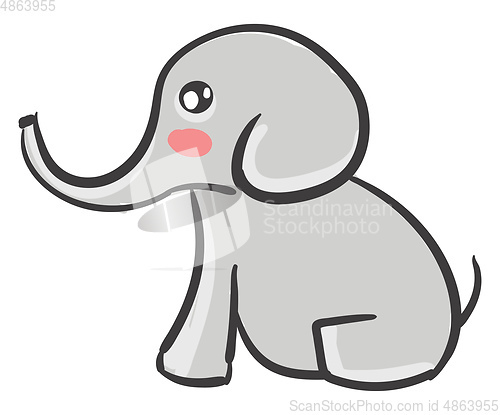 Image of A cute small elephant vector or color illustration