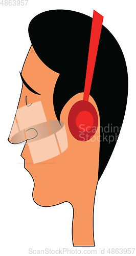 Image of Male head with headpones illustration vector on white background