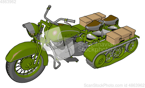 Image of 3D vector illustration on white background  of a military motorc