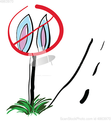 Image of A road sign mentioning that bunnies are prohibited vector color 