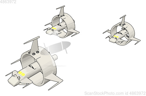 Image of White round sci-fi battlecruisers vector illustration on white b