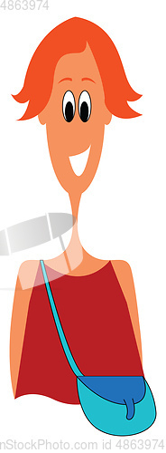 Image of Woman wearing blue bag vector illustration 